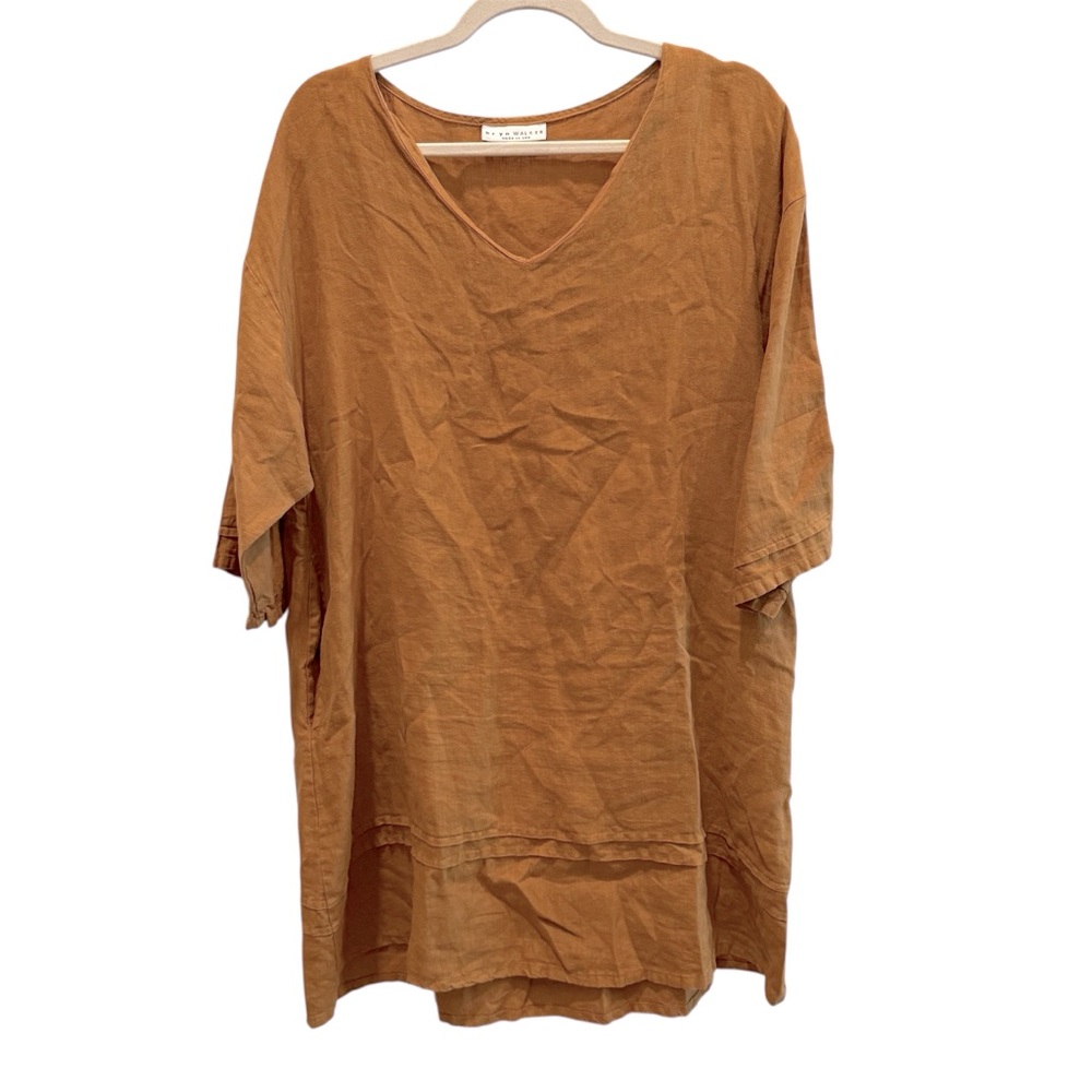 bryn Walker Rustic Rust V-Neck Linen Tunic